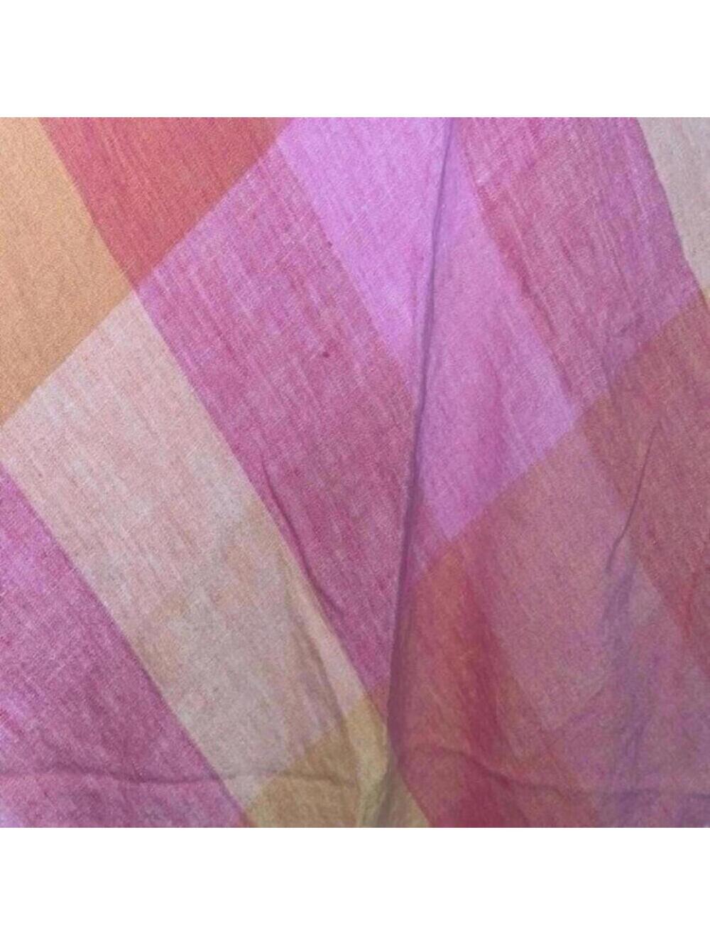 Vintage Victoria Holley Pink and Orange Plaid Maxi Dress Ruffle Trim - Picture 3 of 9